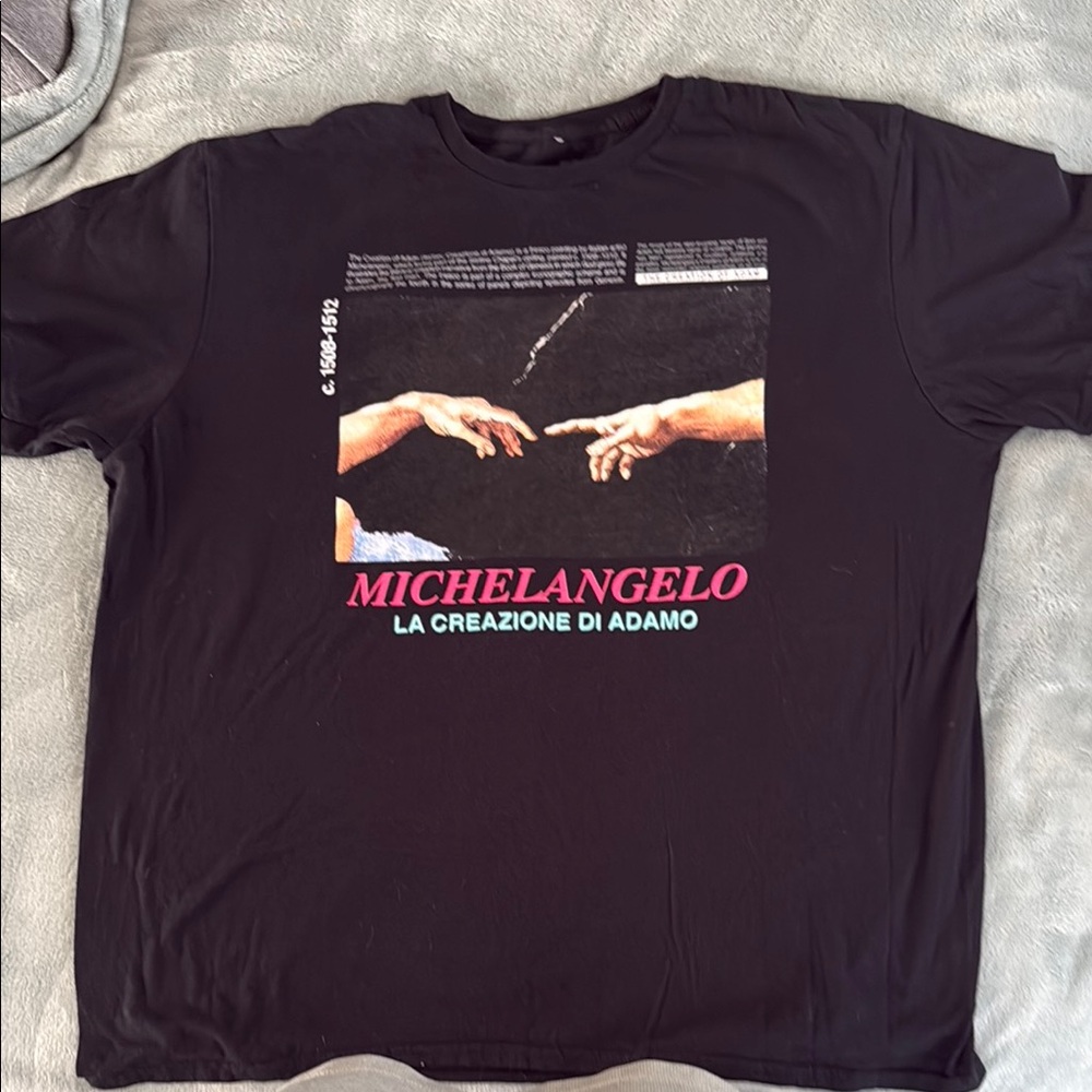 Michelangelo Black Short Sleeve Tee Creation of Adam